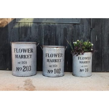 Creative Co-Op Set of 3 Flower Market Buckets for Decor
