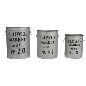 Creative Co-Op Set of 3 Flower Market Buckets for Decor