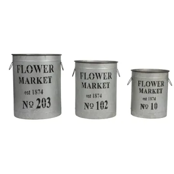 Creative Co-Op Set of 3 Flower Market Buckets for Decor