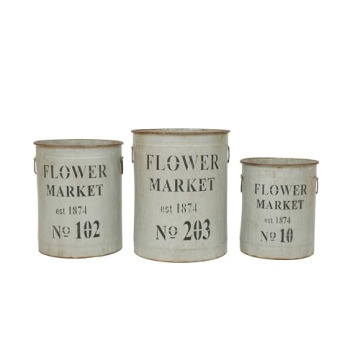 Creative Co-Op Set of 3 Flower Market Buckets for Decor