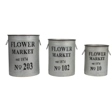 Creative Co-Op Set of 3 Flower Market Buckets for Decor