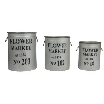 Creative Co-Op Set of 3 Flower Market Buckets for Decor
