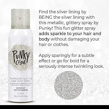 Punky Glitter Spray for Hair & Body - 3.5 oz Silver