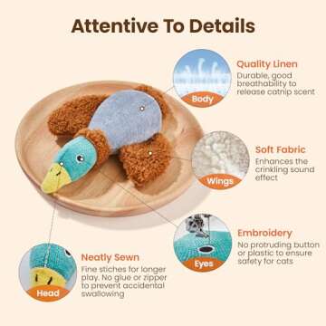 Potaroma Birds Cat Toys, 2 Pack Catnip Toys Soft Durable, Crinkle Sound Kicker Toys for Interactive Indoor Kitten Exercise 6.5 Inches for All Breeds