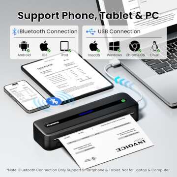 Phomemo Portable Printers Wireless for Travel, M832 Bluetooth Thermal Printer, Inkless Mobile Printer Support 8.5'' x 11'' & A4 Thermal Paper, Compatible with iPhone Android Laptop for Office Car Home