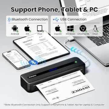 Phomemo Portable Printers Wireless for Travel, M832 Bluetooth Thermal Printer, Inkless Mobile Printer Support 8.5'' x 11'' & A4 Thermal Paper, Compatible with iPhone Android Laptop for Office Car Home