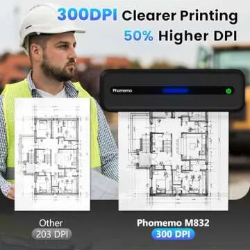 Phomemo Portable Printers Wireless for Travel, M832 Bluetooth Thermal Printer, Inkless Mobile Printer Support 8.5'' x 11'' & A4 Thermal Paper, Compatible with iPhone Android Laptop for Office Car Home