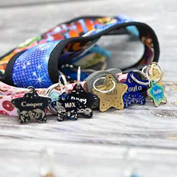 Personalized Dog Tag with 5 Lines of Custom Deep Engraved Durable Stainless Steel Pet ID Name Tag Designer Small Size Star