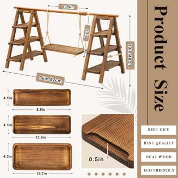 Beeveer Wooden Double 3 Tier Serving Tray Serving Ladder Stand with Serving Platter Tray Party Food ...