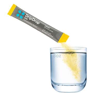 DripDrop ORS Electrolyte Hydration Powder Sticks, Lemon, 10g Sticks, 8 Count