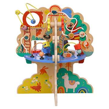 Manhattan Toy Playground Adventure Wooden Toddler Activity Center with Gliders, Abacus Track, Spinners, Spring Toys and Bead Runs
