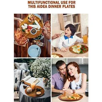 AIDEA Acacia Wood Dinner Plates, 11Inch Round Wood Plates Set of 4, Easy Cleaning & Lightweight for Dishes Snack, Dessert, Unbreakable Classic Plate