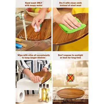 AIDEA Acacia Wood Dinner Plates, 11Inch Round Wood Plates Set of 4, Easy Cleaning & Lightweight for Dishes Snack, Dessert, Unbreakable Classic Plate