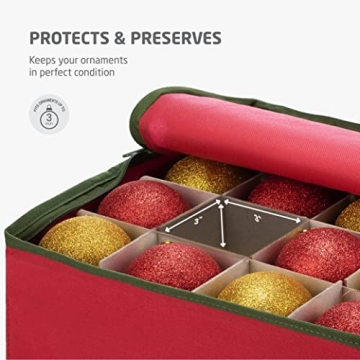ZOBER Christmas Ornament Storage Box - Durable & Organized