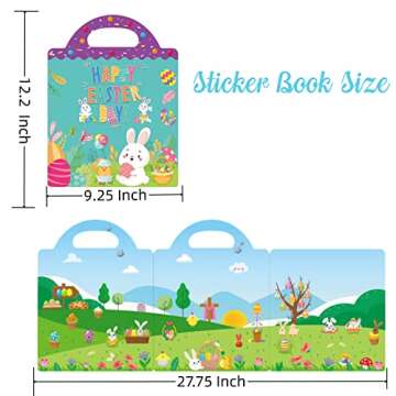 Easter Sticker Books for Kids 2-4, Reusable Sticker Book Activity Books for Kids Toddler Ages 2 3 4 5 Travel Car Waterproof Busy Book Easter Party Favor Birthday Gifts