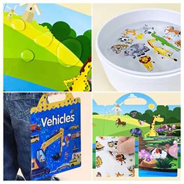 Easter Sticker Books for Kids 2-4, Reusable Sticker Book Activity Books for Kids Toddler Ages 2 3 4 5 Travel Car Waterproof Busy Book Easter Party Favor Birthday Gifts