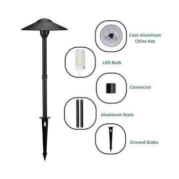 Lumina Lighting® 4W Landscape Lighting 12V Landscape Lights Low Voltage Landscape Path Lights Warm White Waterproof Outdoor Replaceable G4 LED Bulb for Garden Pathway Lawn Yard (Black) (8-Pack)