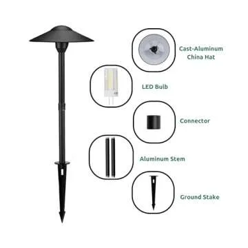 Lumina Lighting® 4W Landscape Lighting 12V Landscape Lights Low Voltage Landscape Path Lights Warm White Waterproof Outdoor Replaceable G4 LED Bulb for Garden Pathway Lawn Yard (Black) (8-Pack)