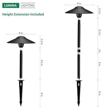Lumina Lighting® 4W Landscape Lighting 12V Landscape Lights Low Voltage Landscape Path Lights Warm White Waterproof Outdoor Replaceable G4 LED Bulb for Garden Pathway Lawn Yard (Black) (8-Pack)