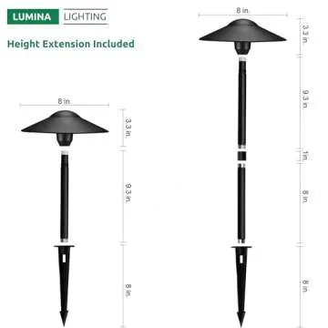 Lumina Lighting® 4W Landscape Lighting 12V Landscape Lights Low Voltage Landscape Path Lights Warm White Waterproof Outdoor Replaceable G4 LED Bulb for Garden Pathway Lawn Yard (Black) (8-Pack)