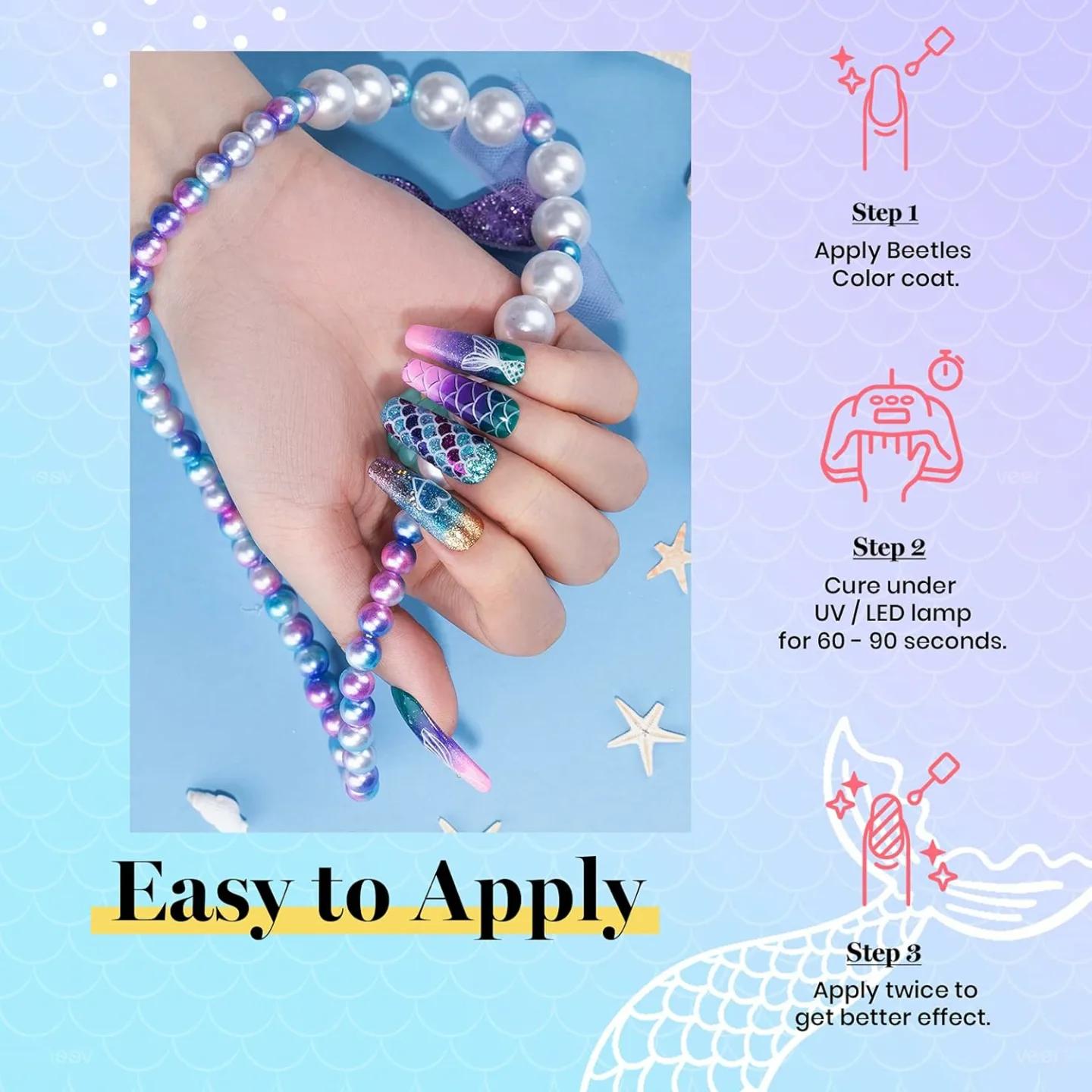 Beetles Mermaid Gel Polish Kit - Complete Nail Art Set