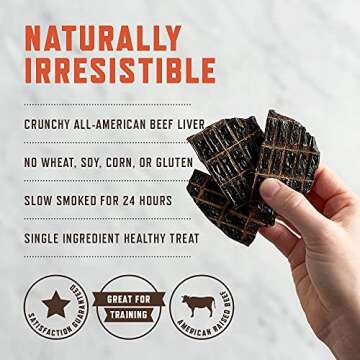Rocco & Roxie Natural Beef Liver Treats – Healthy Grain-Free Dog Treats Made in The USA – Crunchy and Delicious Snacks for Medium and Large Dogs - Single Ingredient Training Treats for Dogs