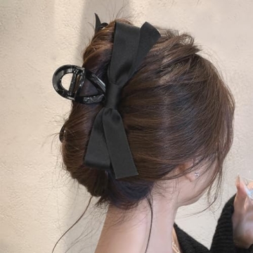 Chic Satin Bow Hair Claw Clip for Women Girls