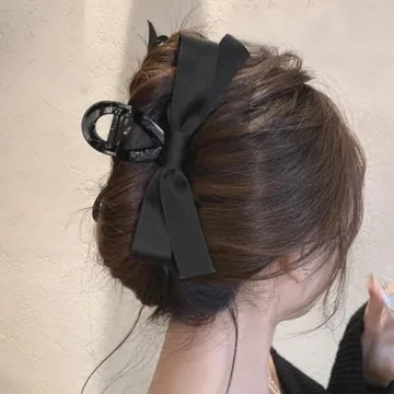 Chic Satin Bow Hair Claw Clip for Women Girls