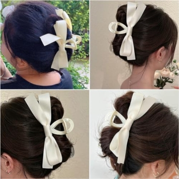 Chic Satin Bow Hair Claw Clip for Women Girls