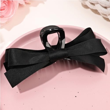 Chic Satin Bow Hair Claw Clip for Women Girls