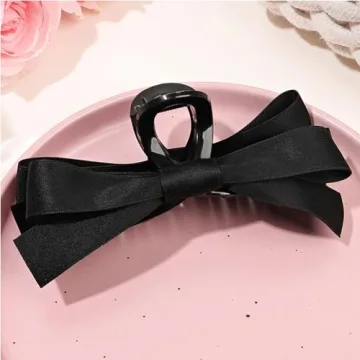 Chic Satin Bow Hair Claw Clip for Women Girls