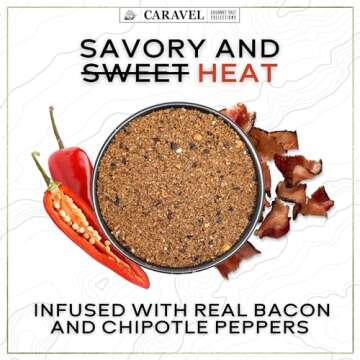 Smoked Bacon Chipotle Fine Sea Salt - All-Natural Bacon Sea Salt Slowly Smoked for Perfect Smoky Flavor - No Gluten, No MSG, Non-GMO - Cooking or Finishing Salt - 4 oz. Stackable Jar