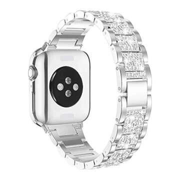Mosonio Compatible with Apple Watch Band 38mm with Case Women, Jewelry Replacement Metal Wristband S...