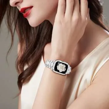 Mosonio Compatible with Apple Watch Band 38mm with Case Women, Jewelry Replacement Metal Wristband Strap with 2 Pack Bling PC Protective Cover for iWatch Series 3/2/1(38mm, Silver)