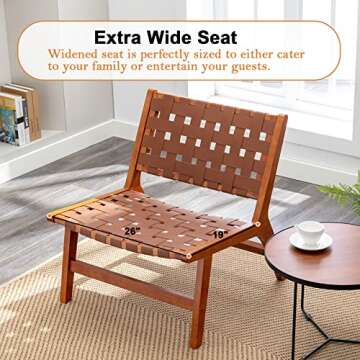 Unique Cognac Woven Leather Accent Chair for Modern Living