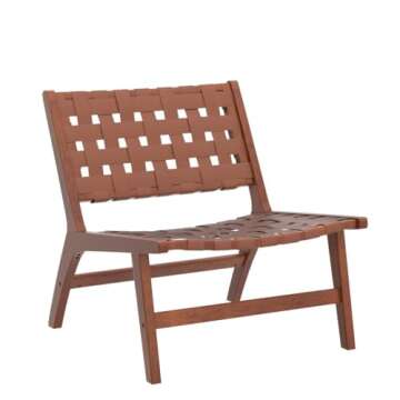 Unique Cognac Woven Leather Accent Chair for Modern Living