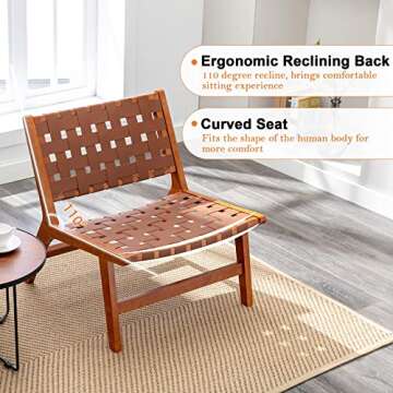 Unique Cognac Woven Leather Accent Chair for Modern Living