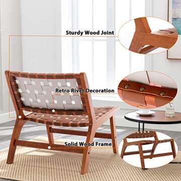 Unique Cognac Woven Leather Accent Chair for Modern Living