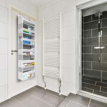 HOMELUX THEORY 1 PC Heavy Duty Over the Door Organizer 55x14x6.7, 6 Large Front & 12 Side Pockets, Hanging Storage Closet Door Organizer for Bedroom, Bathroom and Baby Nursery Storage (Light Gray)