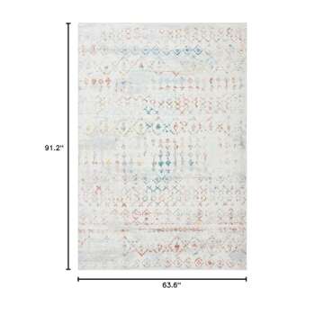 SAFAVIEH Tulum Collection Area Rug - 5'3" x 7'6", Ivory & Pink, Moroccan Boho Distressed Design, Non...