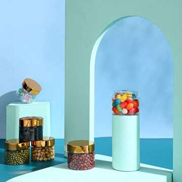 SATINIOR 24 Clear Plastic Round Storage Jars with Lids