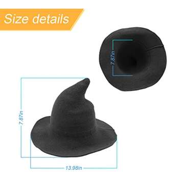 Fekey&JF Women's Witch Kinitted-Wool Hats,For Halloween Party Masquerade Cosplay Costume Accessory and Daily Dark Grey
