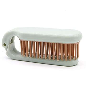 2 Pack Folding Hair Combs Hair Brush Compact Pocket Size Travel Purse Locker , Blue & Pink (Blue, Pink)