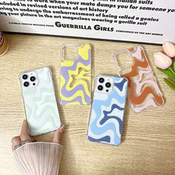 Sayoaho Compatible with iPhone 14 / iPhone 13 Phone Case, Cute Art Wavy Painted for Women Girls, Sof...