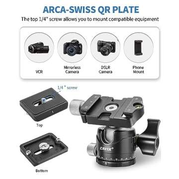 CAVIX H-29S Low Profile Ball Head for Tripods