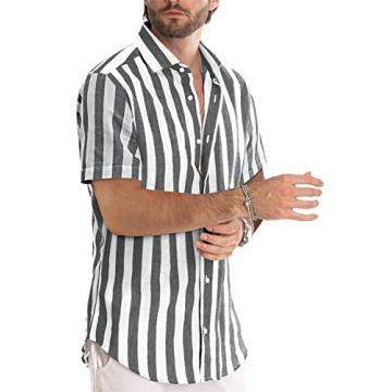JMIERR Casual Stylish Mens Summer Button-Up Shirt