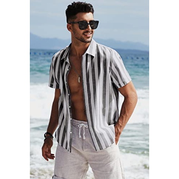 JMIERR Casual Stylish Mens Summer Button-Up Shirt