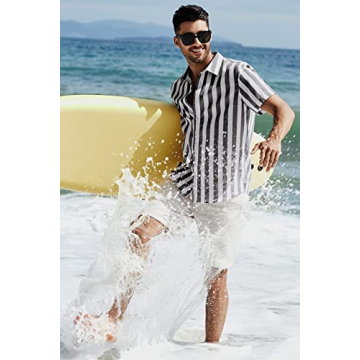 JMIERR Casual Stylish Mens Summer Button-Up Shirt