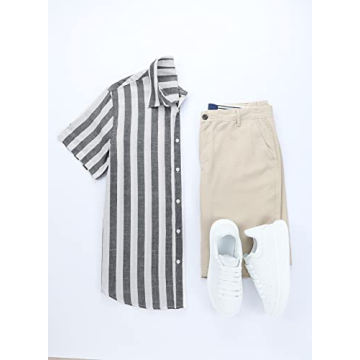 JMIERR Casual Stylish Mens Summer Button-Up Shirt