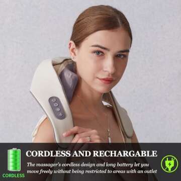 Neck Massager for Pain Relief Deep Tissue,6D Deep Kneading Massagers with 6 Massage Nodes,Cordless N...